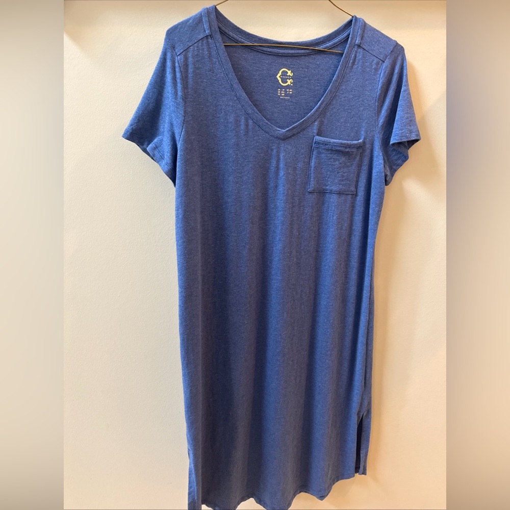 C. Wonder Essentials Slub Knit Midi Length  Dress-Heather Indigo Sz Small Petite